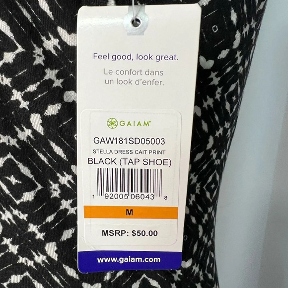 NWT Gaiam Stella Dress Cait Print in Black - size Medium - Picture 5 of 9